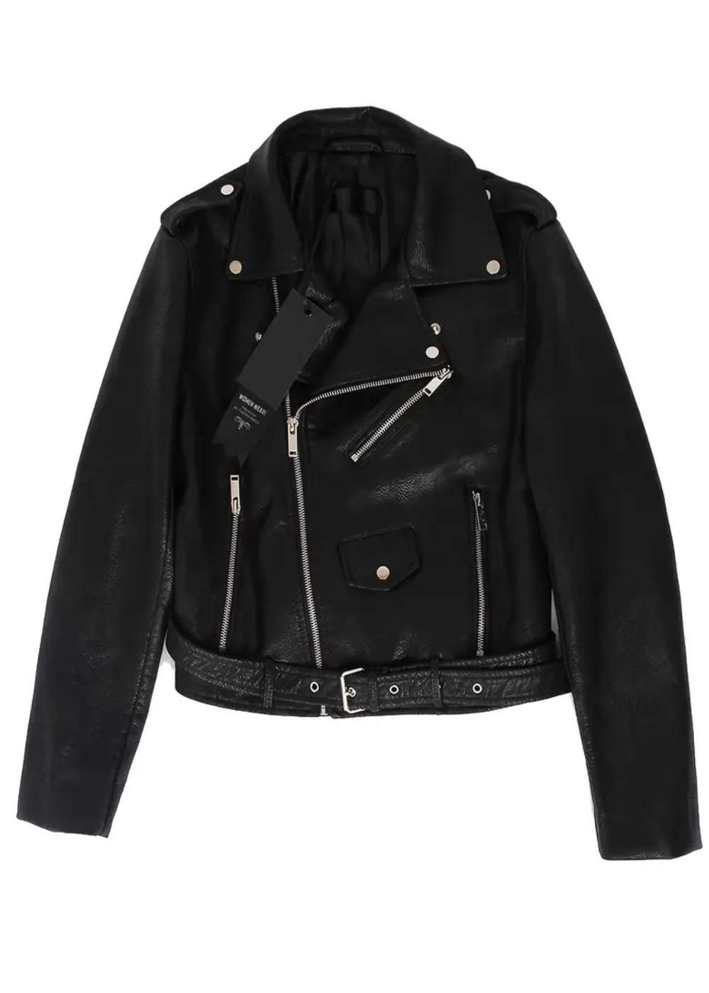 Midnight Rider Vegan Leather Moto Biker Jacket