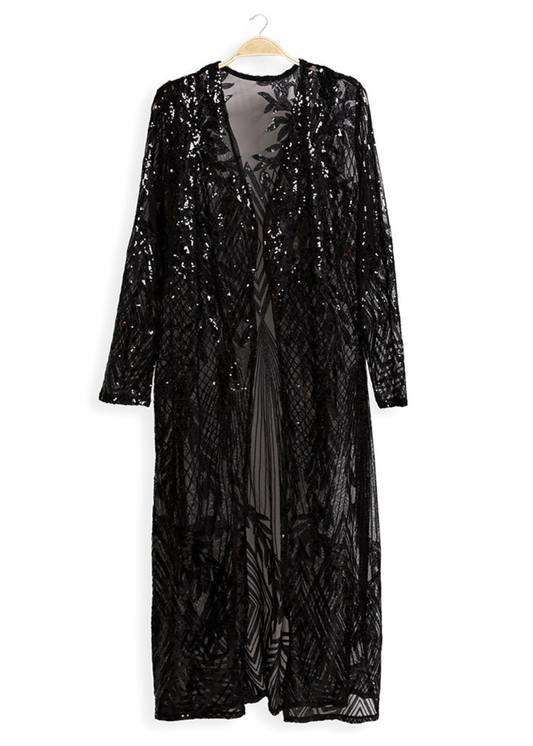 You Crazy Diamond Black Sequin Kimono