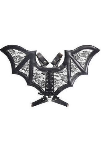 Black/Black Faux Leather & Lace Wing Harness