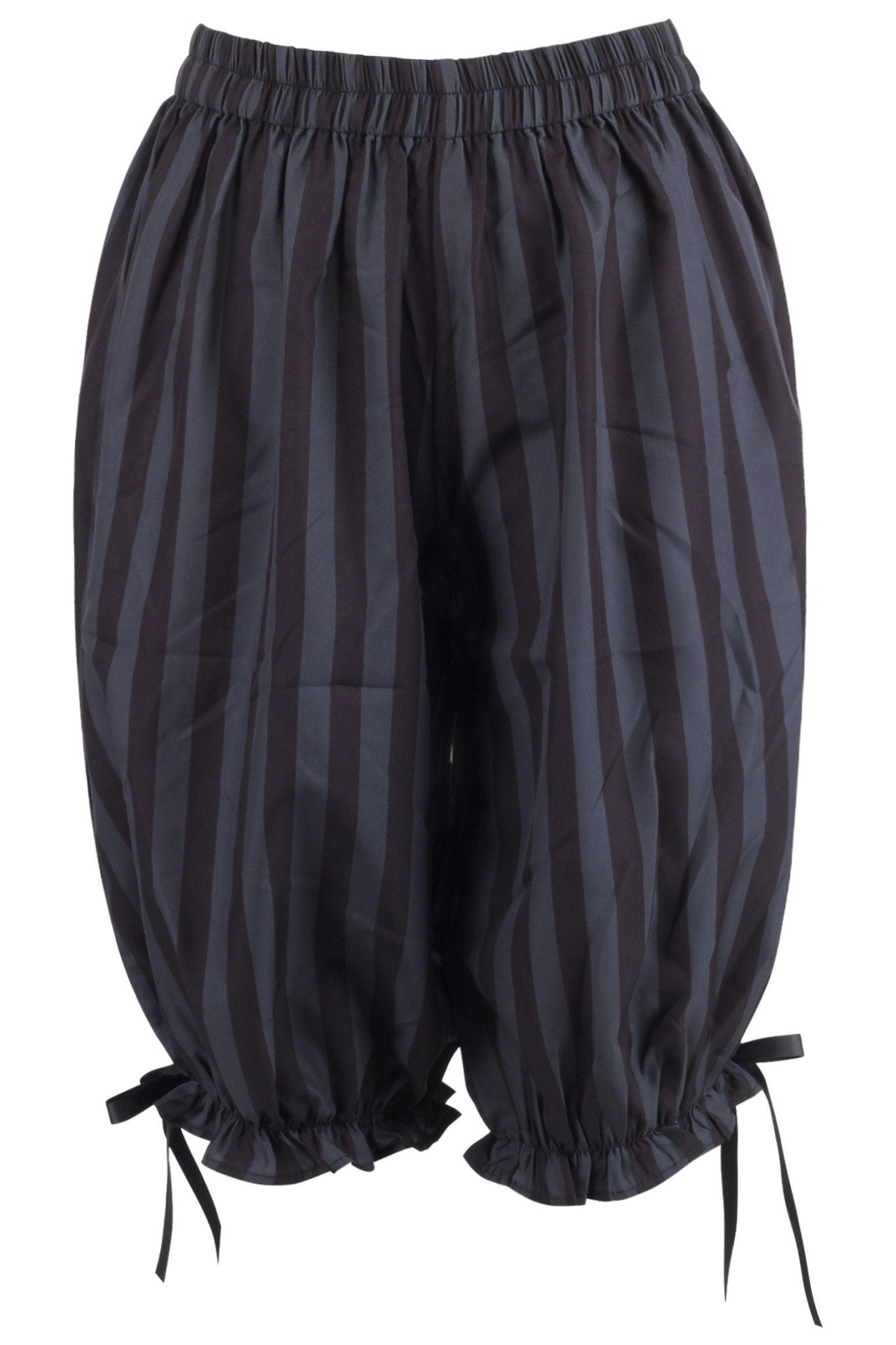 Black/Dark Grey Striped Crepe Long Bloomers