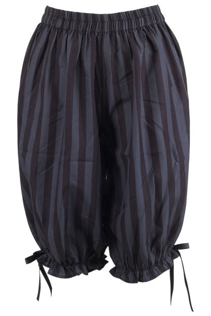 Black/Dark Grey Striped Crepe Long Bloomers