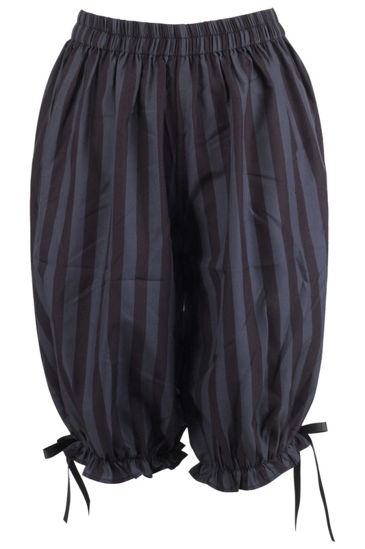 Black/Dark Grey Striped Crepe Long Bloomers