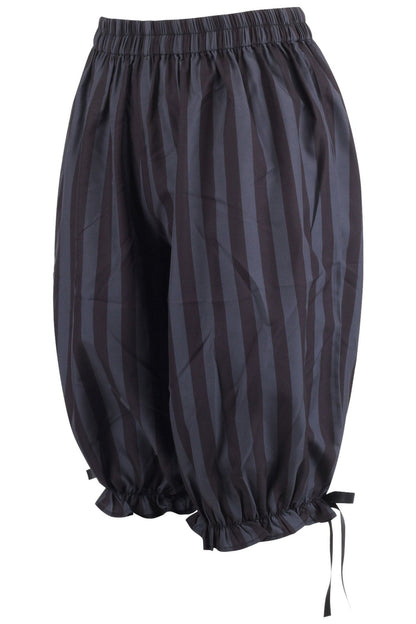 Black/Dark Grey Striped Crepe Long Bloomers