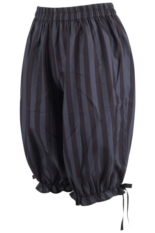 Black/Dark Grey Striped Crepe Long Bloomers