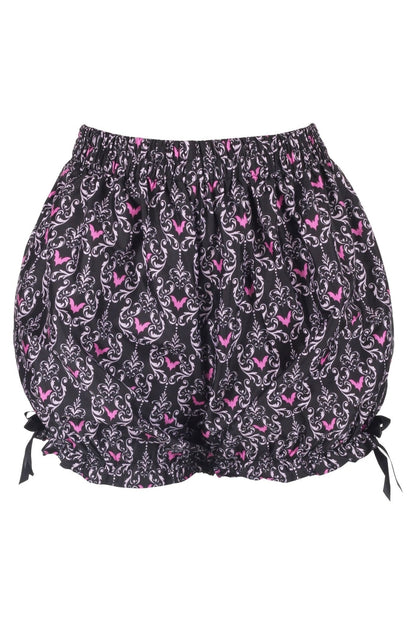 Black/Pink Damask Bats Crepe Bloomers