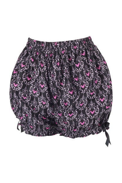 Black/Pink Damask Bats Crepe Bloomers