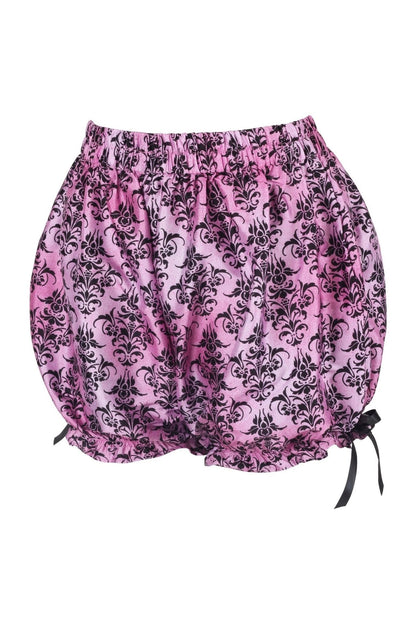 Black/Pink Damask Pattern Crepe Bloomers