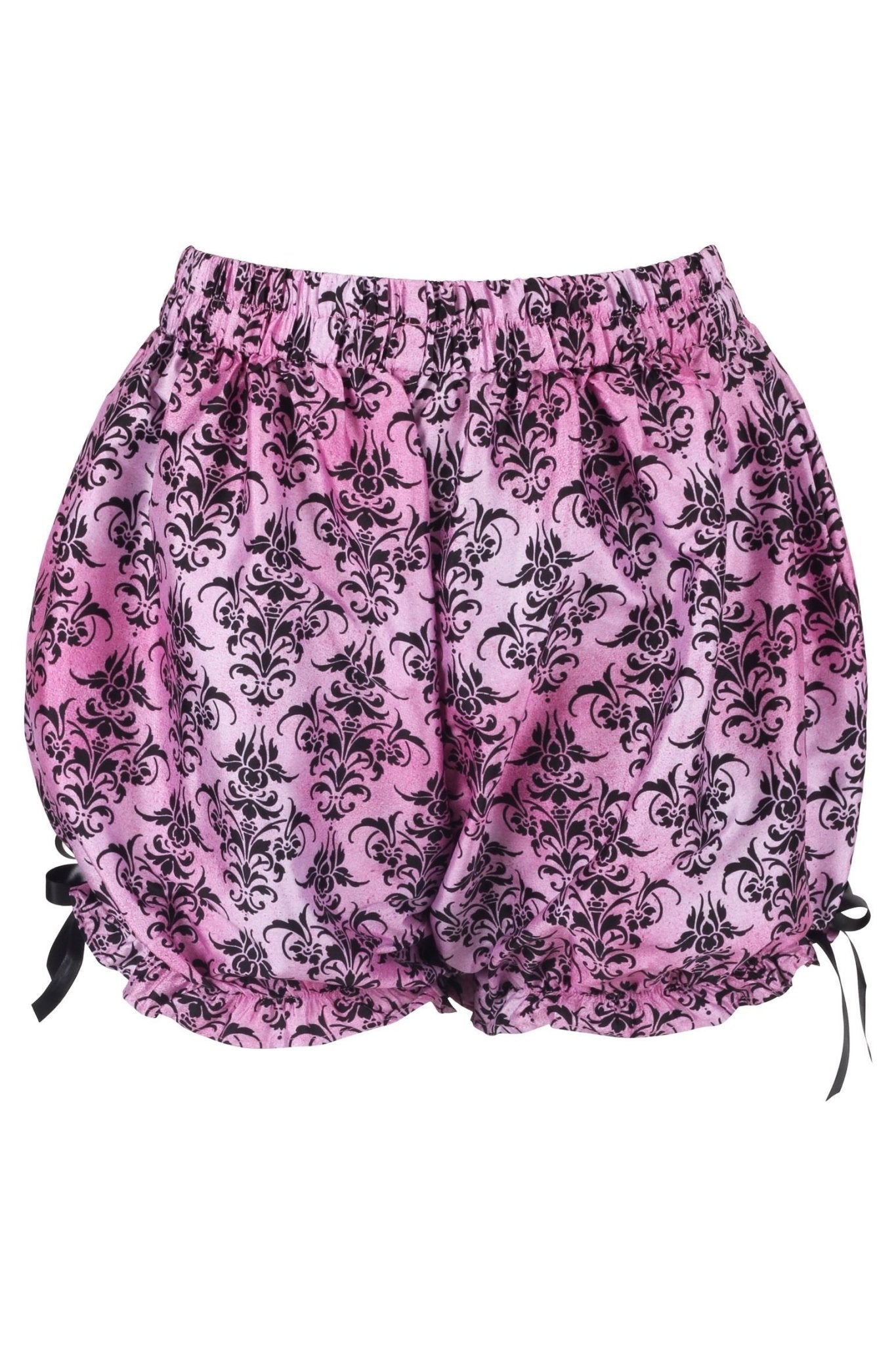 Black/Pink Damask Pattern Crepe Bloomers