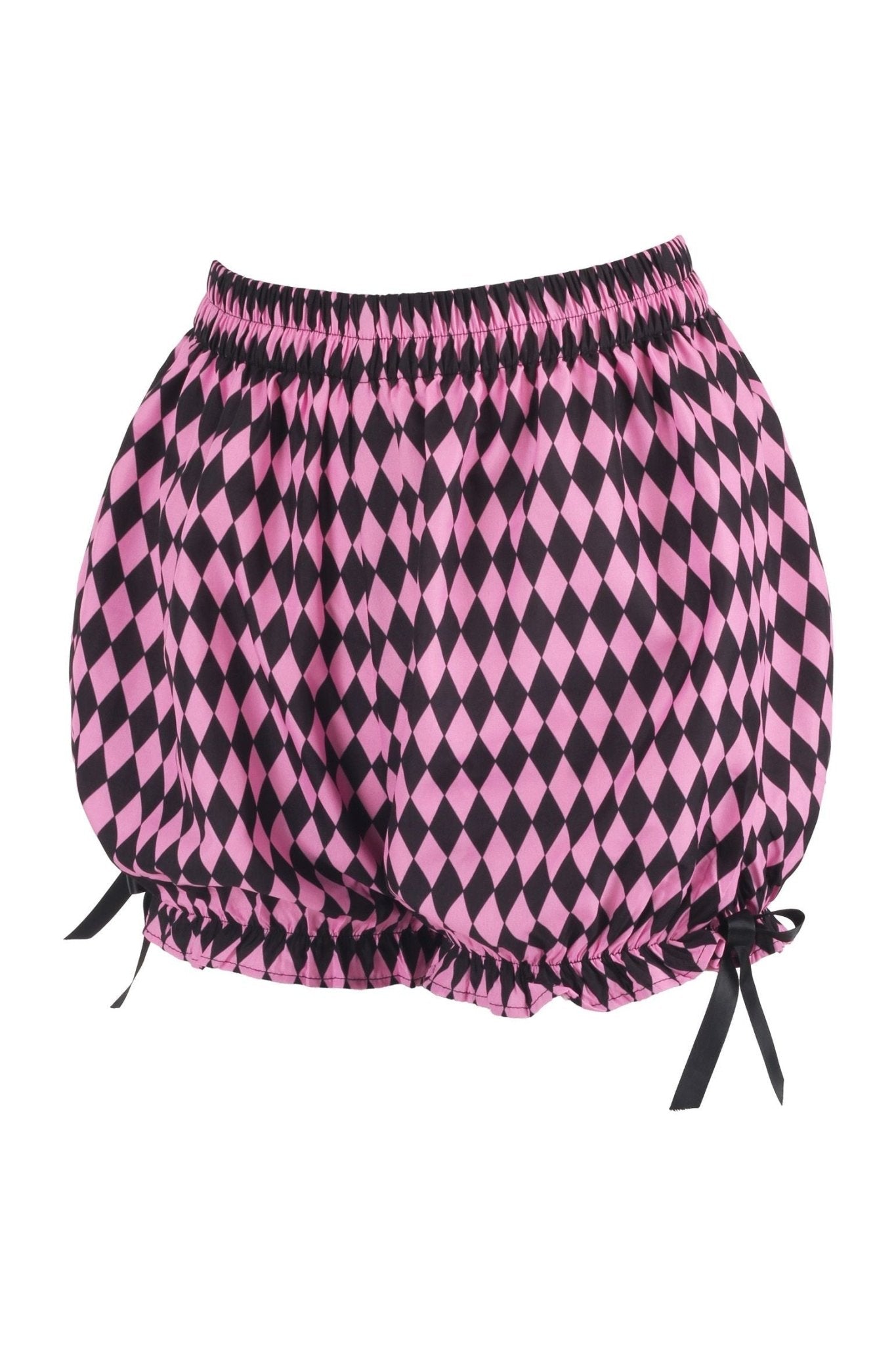 Black/Pink Diamond Print Harlequin Pattern Crepe Bloomers