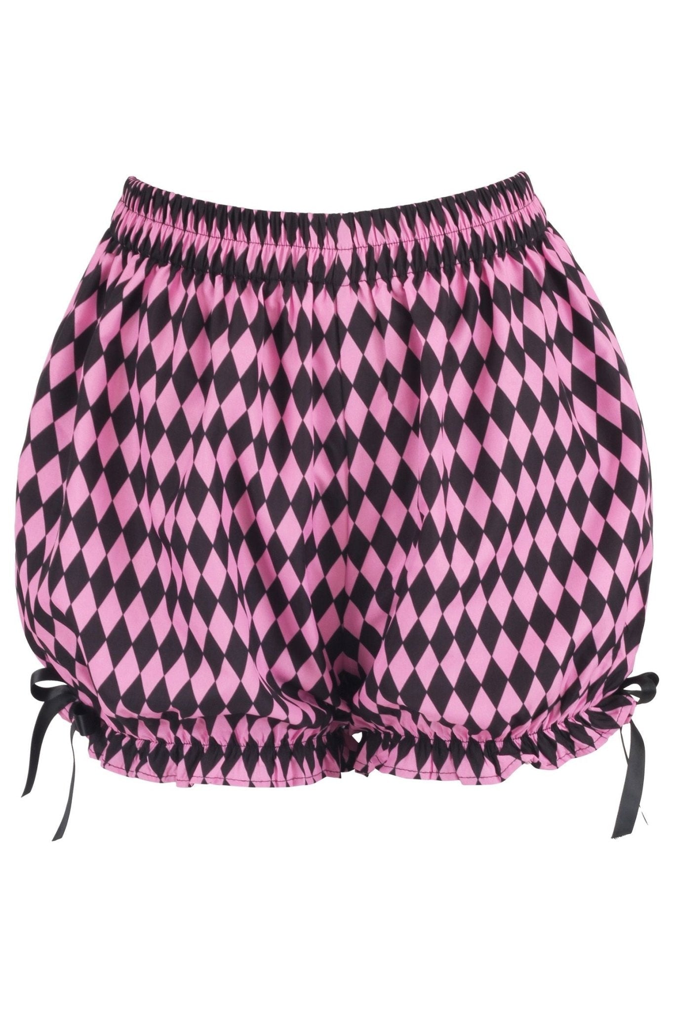 Black/Pink Diamond Print Harlequin Pattern Crepe Bloomers