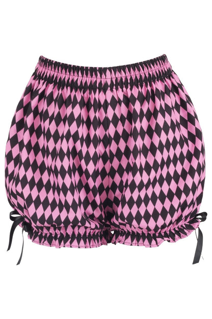 Black/Pink Diamond Print Harlequin Pattern Crepe Bloomers
