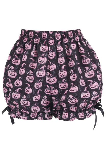 Black/Pink Scary Pumpkin Pattern Crepe Bloomers