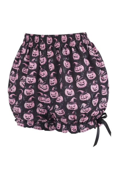 Black/Pink Scary Pumpkin Pattern Crepe Bloomers