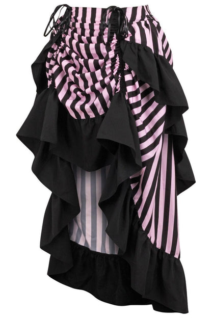 Black/Pink Stripe Adjustable High Low Skirt