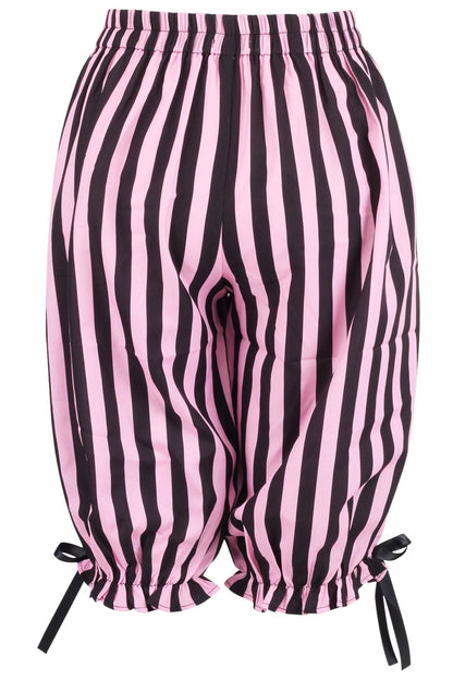 Black/Pink Striped Crepe Long Bloomers