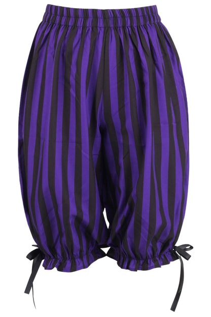 Black/Purple Striped Crepe Long Bloomers