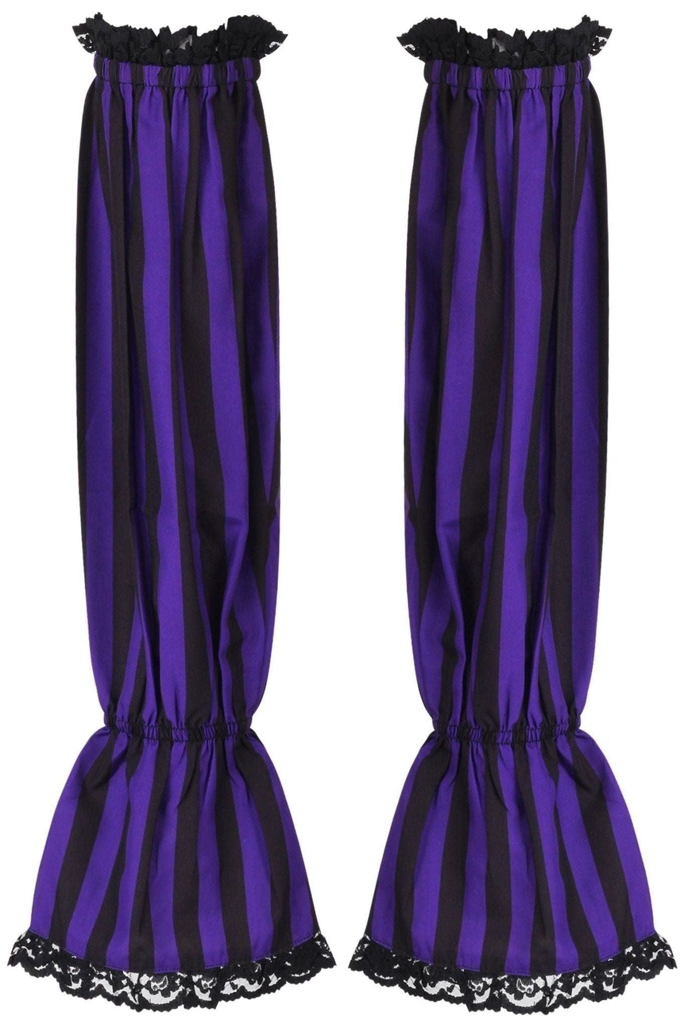 Black/Purple Striped Smocked Sleeves.