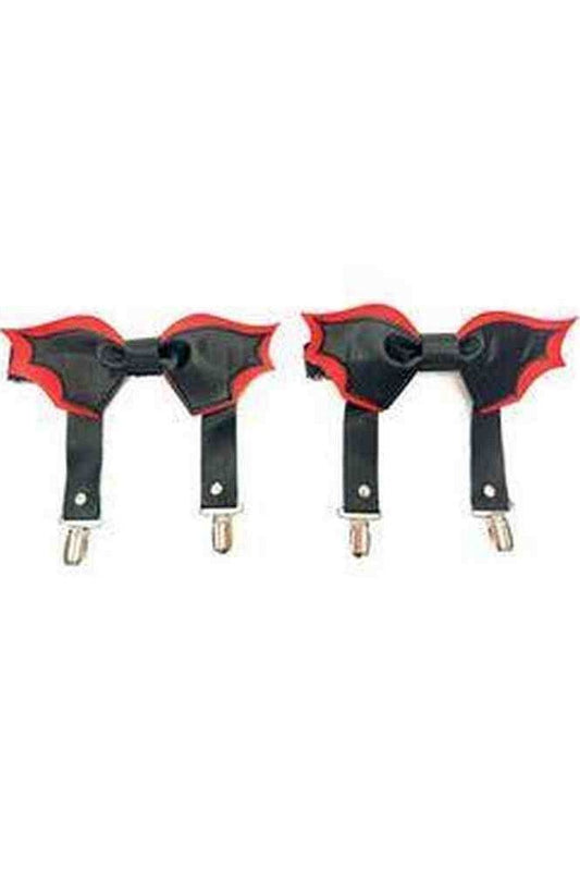 Black/Red Bat Leg Garters