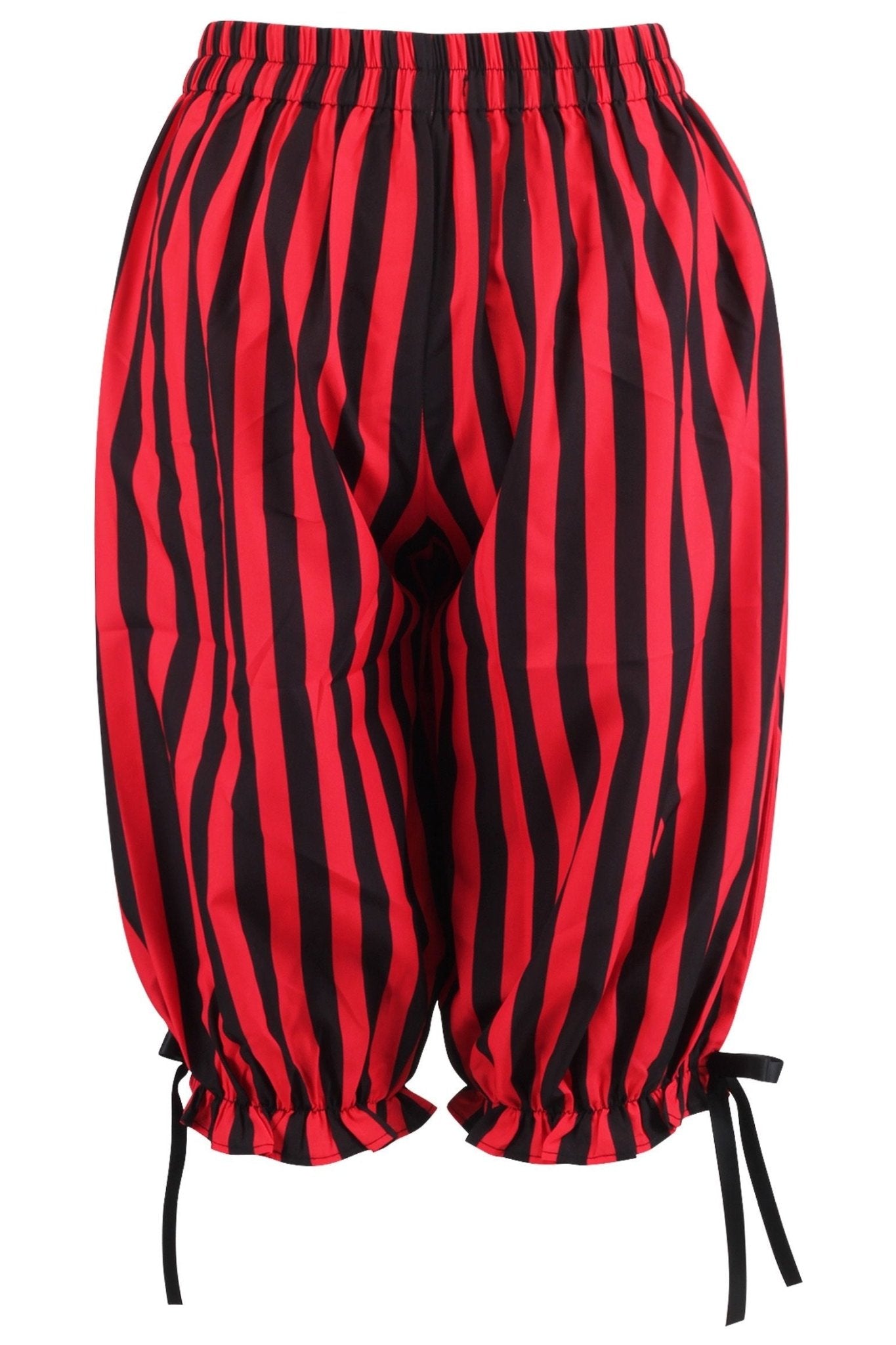 Black/Red Striped Crepe Long Bloomers