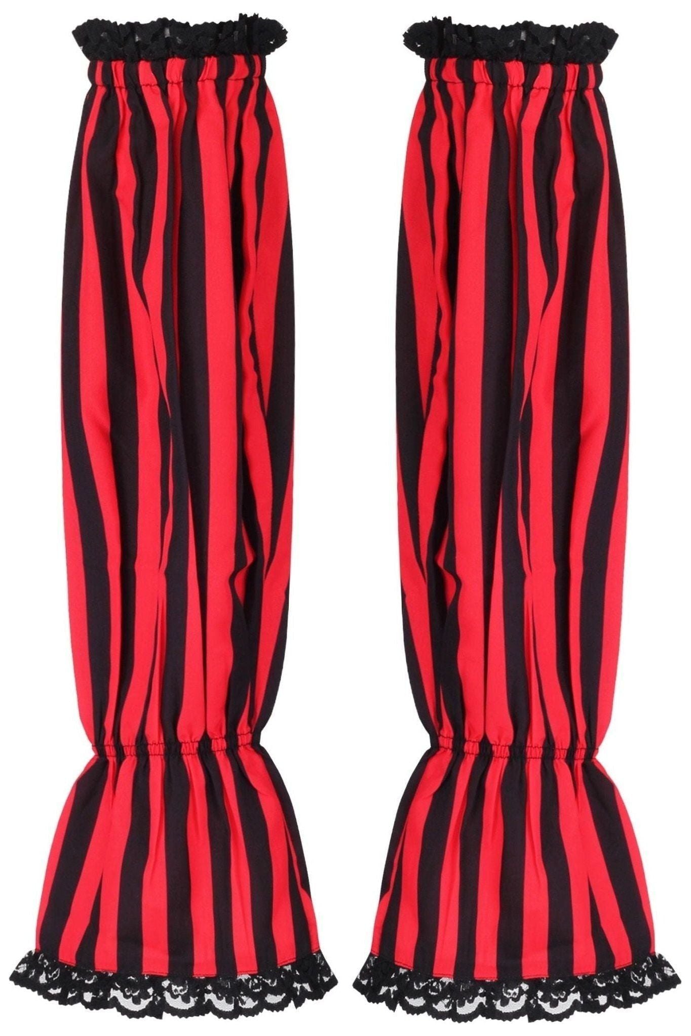 Black/Red Striped Smocked Sleeves.