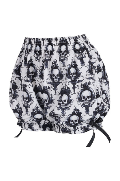 Black/White Skull Print Crepe Bloomers