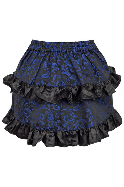 Blue/Black Brocade Ruched Bustle Skirt.
