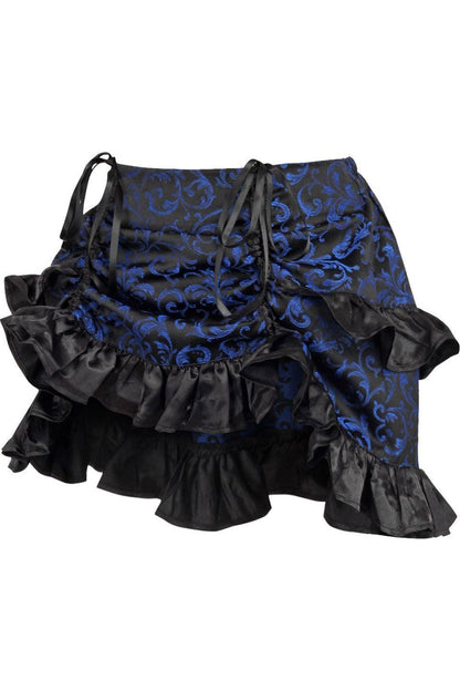 Blue/Black Brocade Ruched Bustle Skirt.