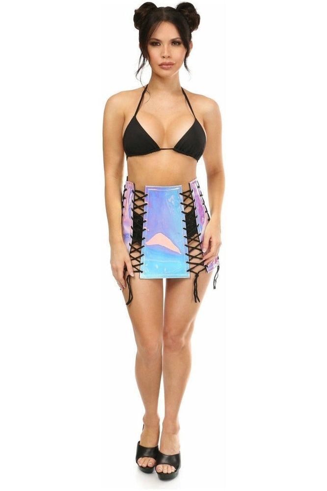 Blue/Purple Holo Lace-Up Skirt