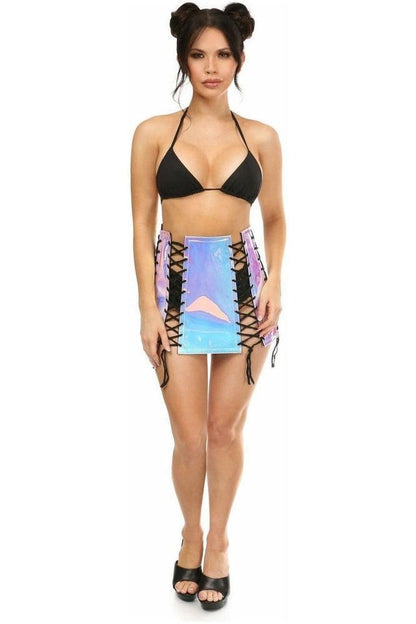 Blue/Purple Holo Lace-Up Skirt