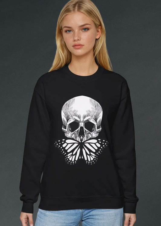 Butterfly Skull Sweater Goth Sweatshirt