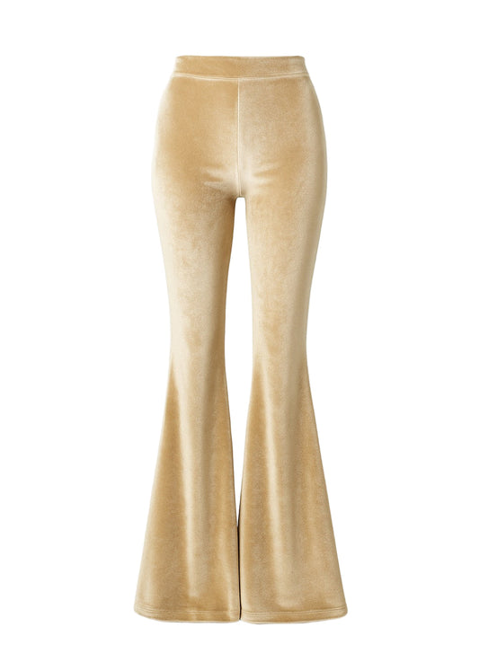 Champagne Please Yellow Velvet Flared Bell Bottom Pants