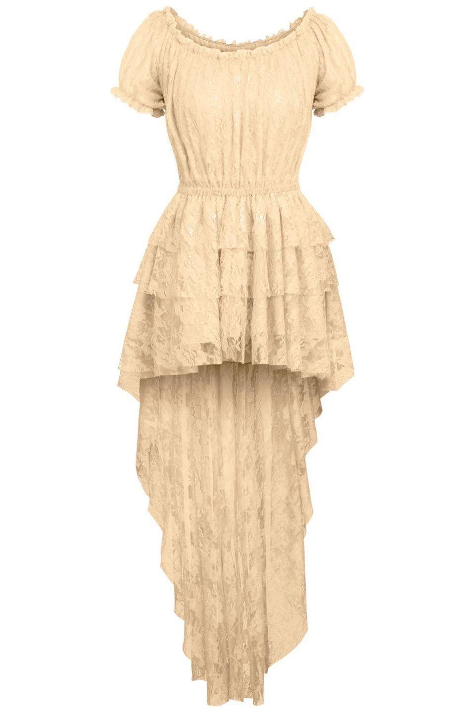 Cream High Low Lace Dress.