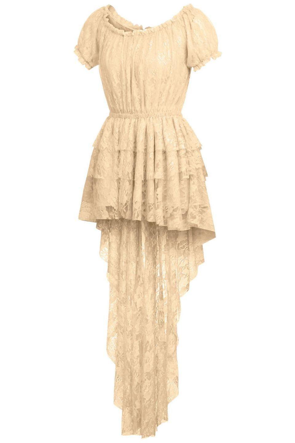 Cream High Low Lace Dress.