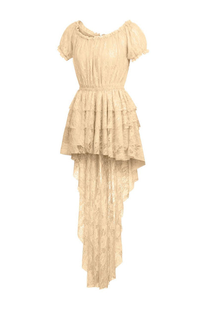 Cream High Low Lace Dress