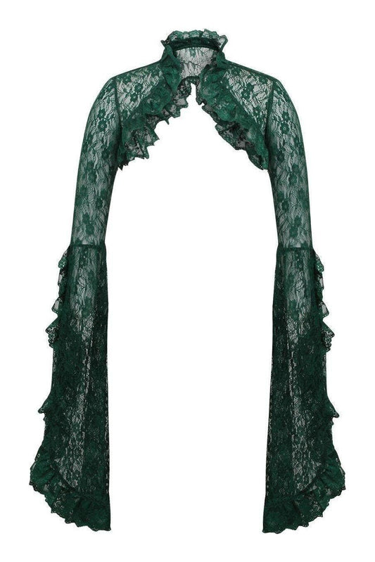 Dark Green Lace Shrug Bolero Jacket.