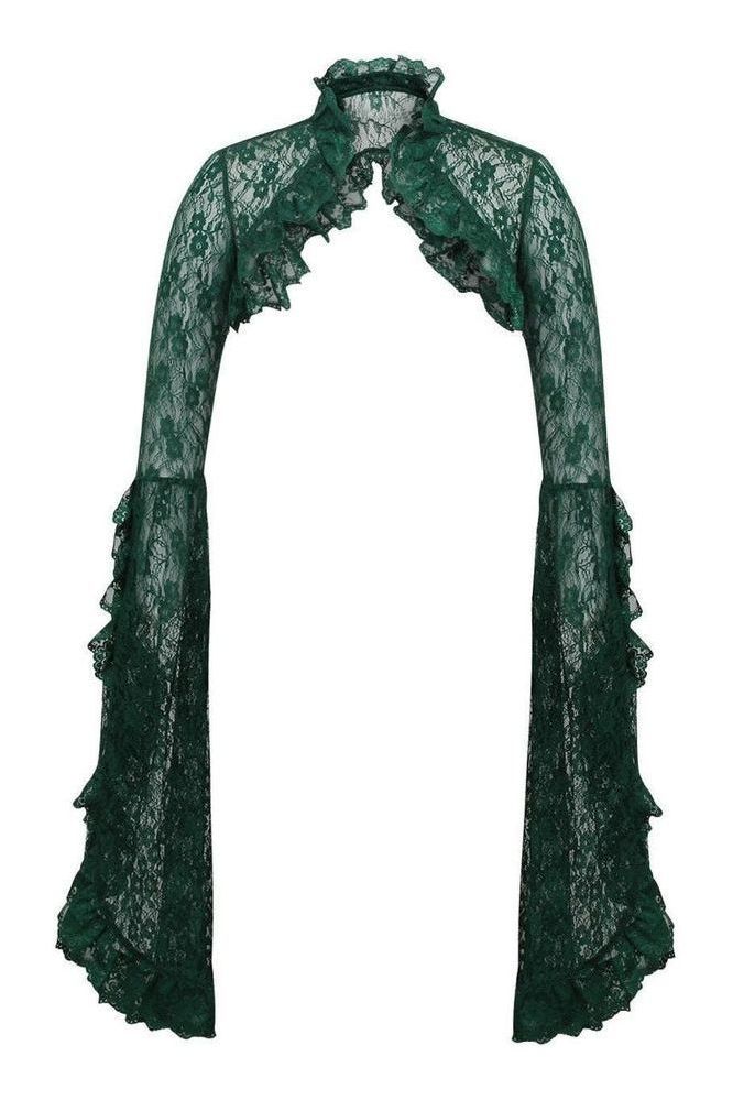 Dark Green Lace Shrug Bolero Jacket