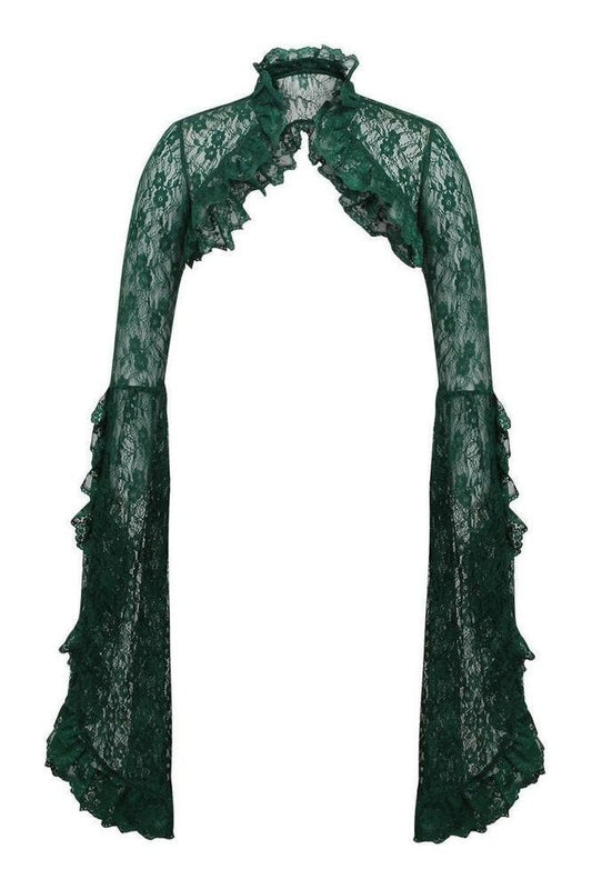 Dark Green Lace Shrug Bolero Jacket