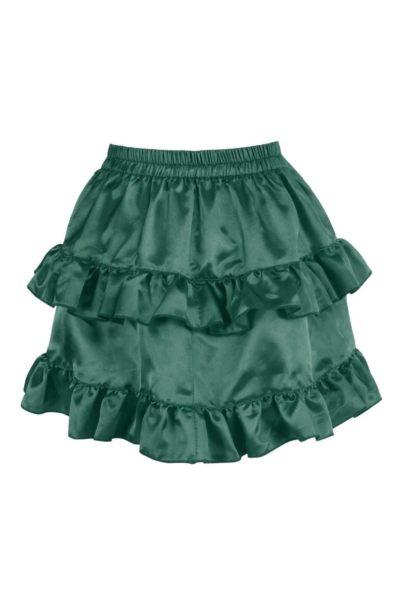 Dark Green Satin Ruched Bustle Skirt.