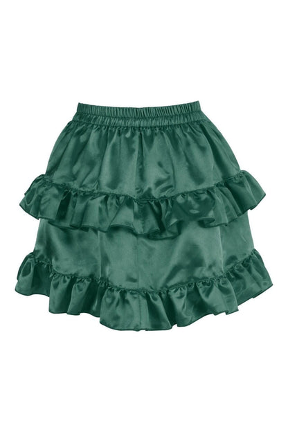 Dark Green Satin Ruched Bustle Skirt.