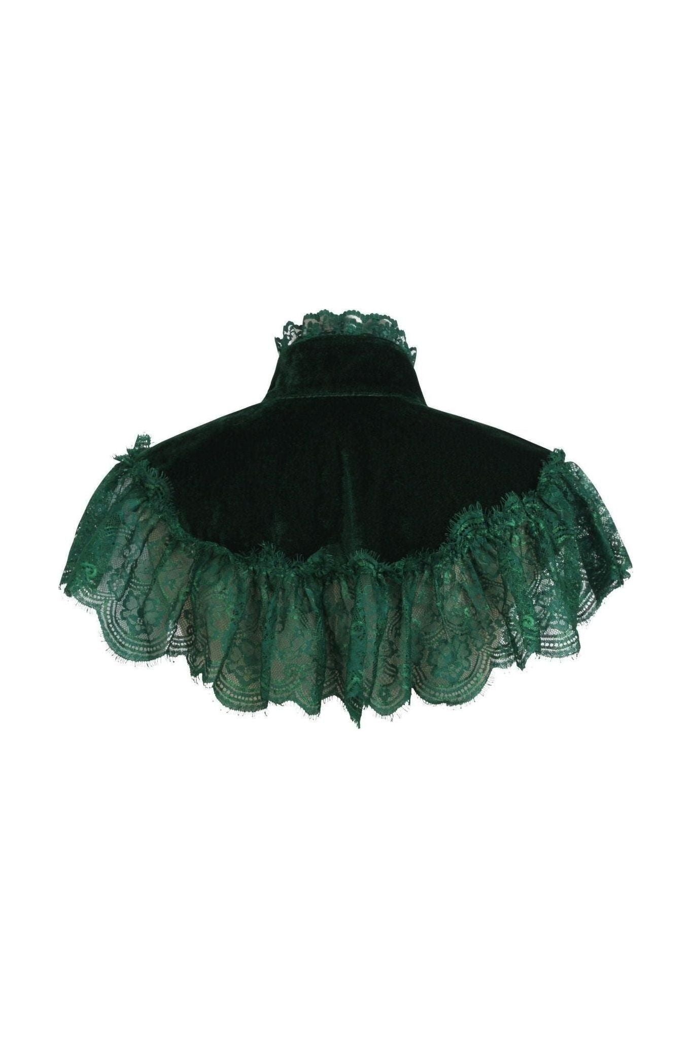 Dark Green Velvet & Lace Capelet.