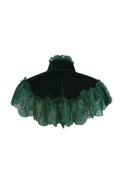 Dark Green Velvet & Lace Capelet.