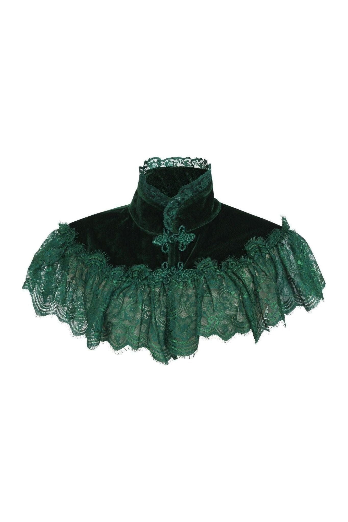 Dark Green Velvet & Lace Capelet.