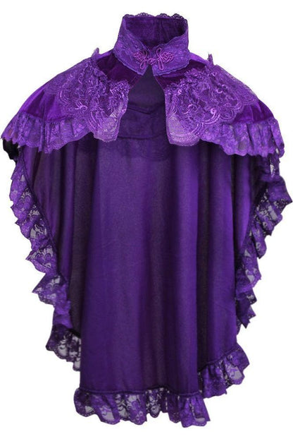 Dark Purple Velvet & Lace Capelet.