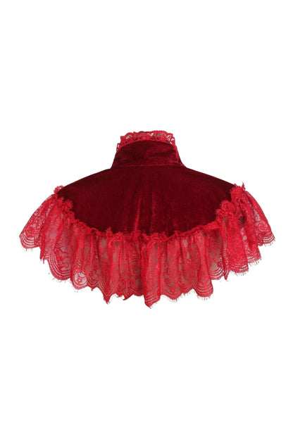 Dark Red Velvet & Lace Capelet.