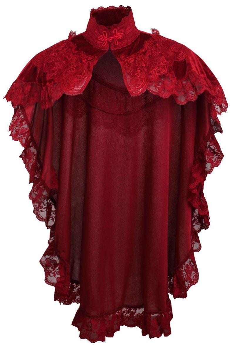 Dark Red Velvet & Lace Capelet.