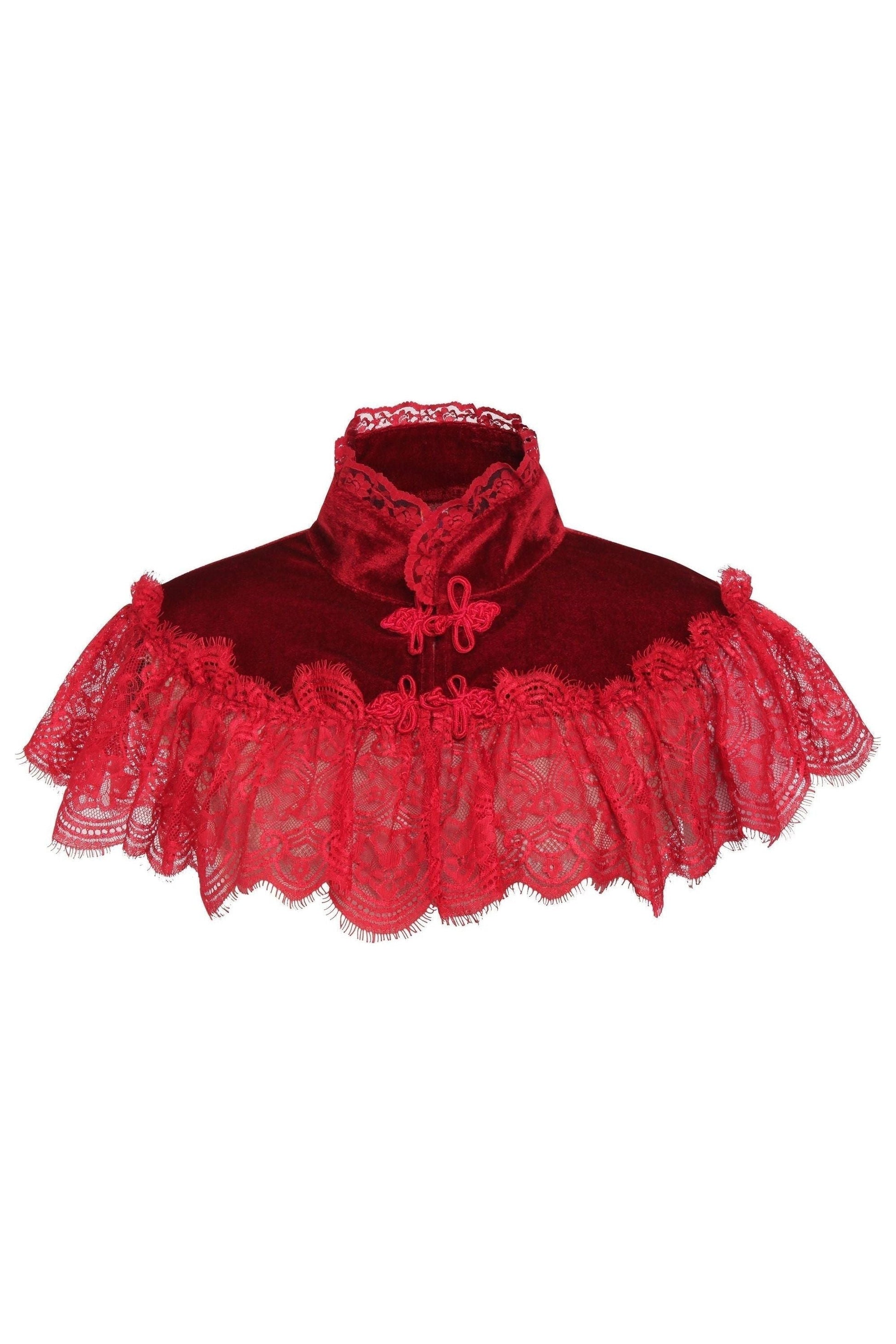 Dark Red Velvet & Lace Capelet.