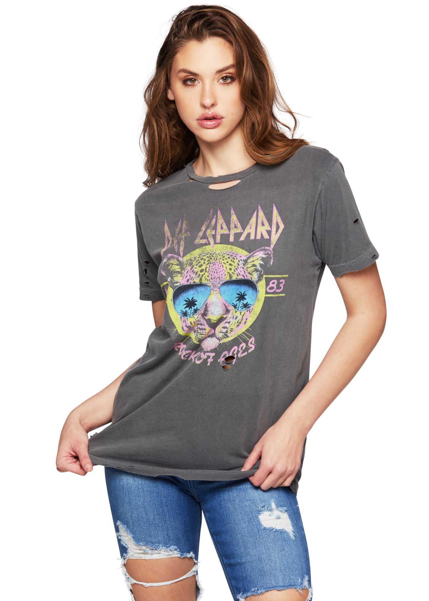 DEF LEPPARD Rock of Ages Neon Cat Band Tee