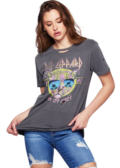 DEF LEPPARD Rock of Ages Neon Cat Band Tee