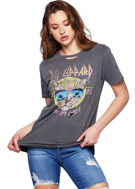 DEF LEPPARD Rock of Ages Neon Cat Band Tee