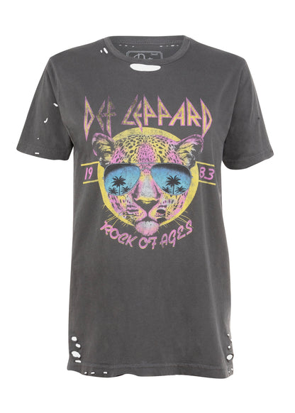 DEF LEPPARD Rock of Ages Neon Cat Band Tee